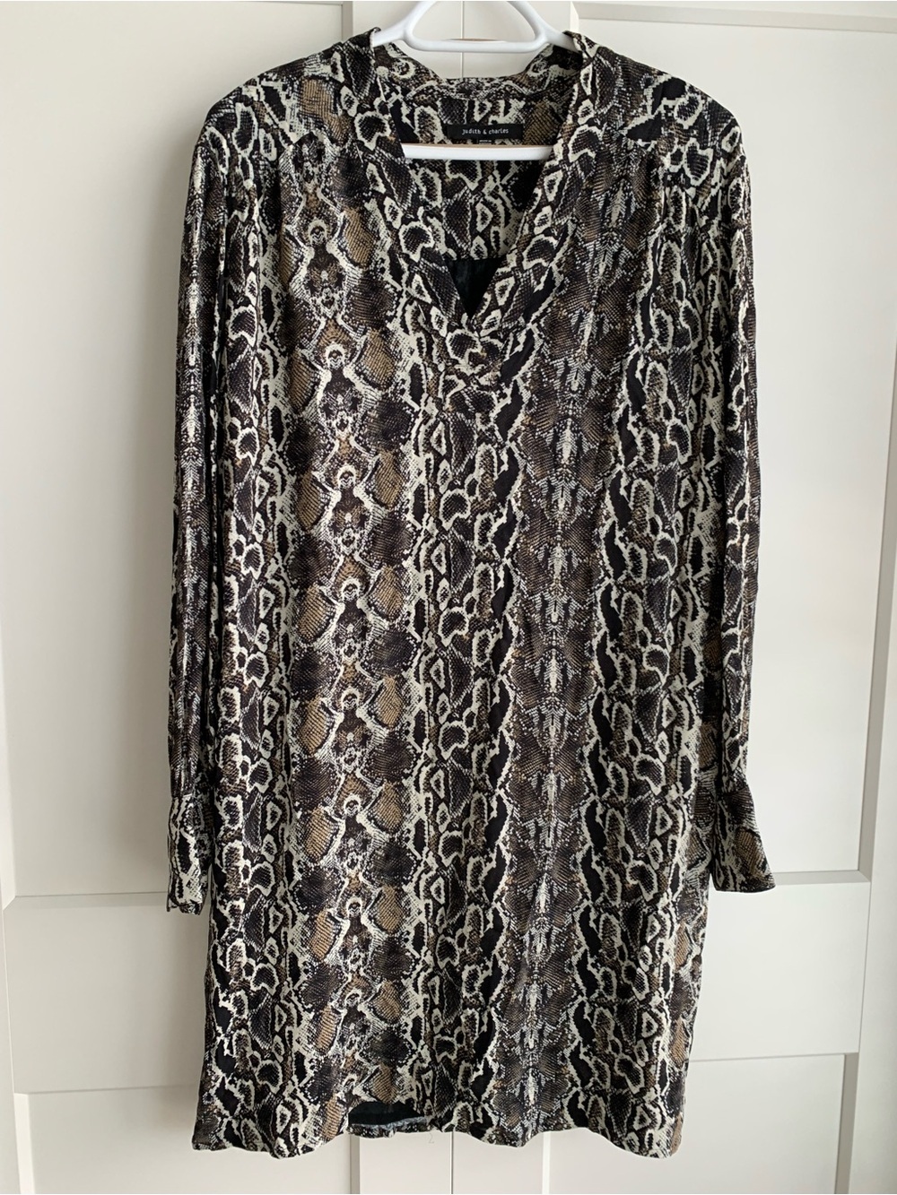 Judith& Charles Animal snake Print V-Neck Tunic Dress in Brown and Black size 6